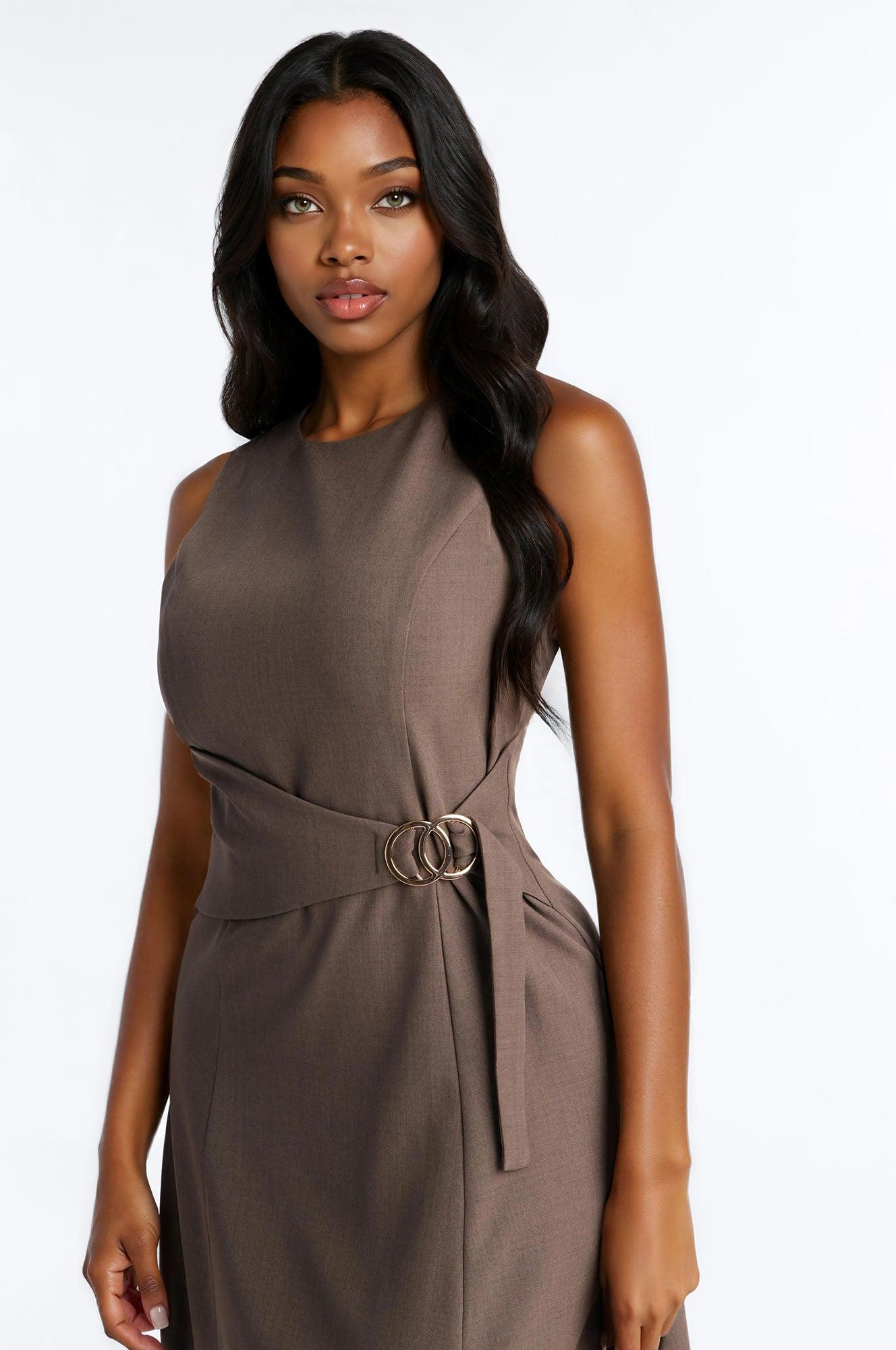 Elaine Tied Midi Dress - Charcoal Female Product Image