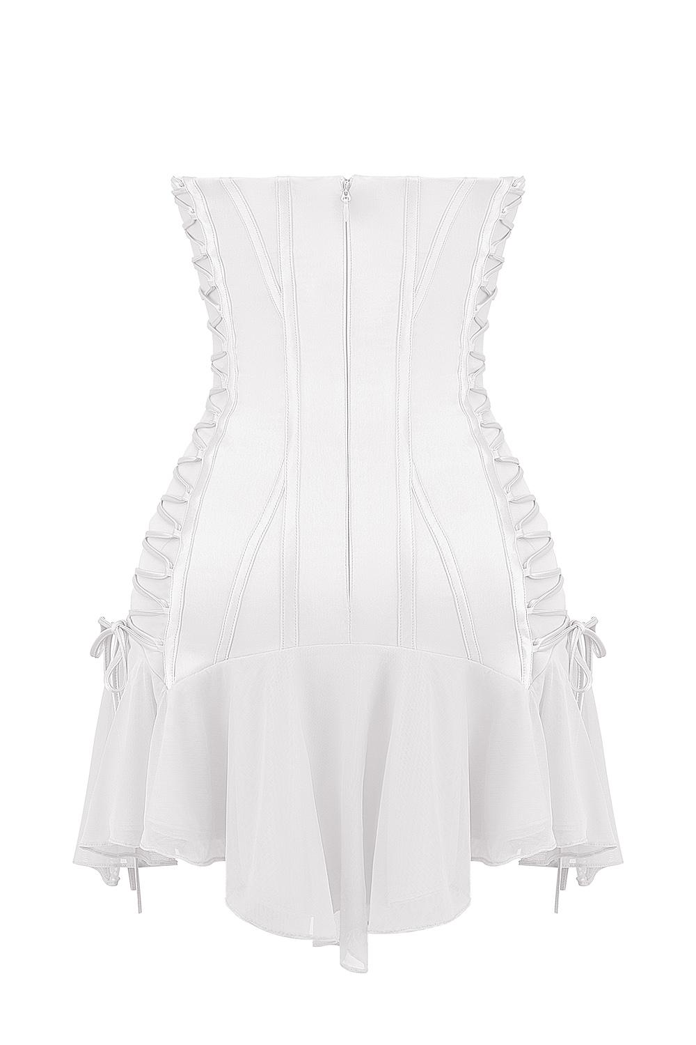 Sirena  white strapless lace up mini dress Product Image