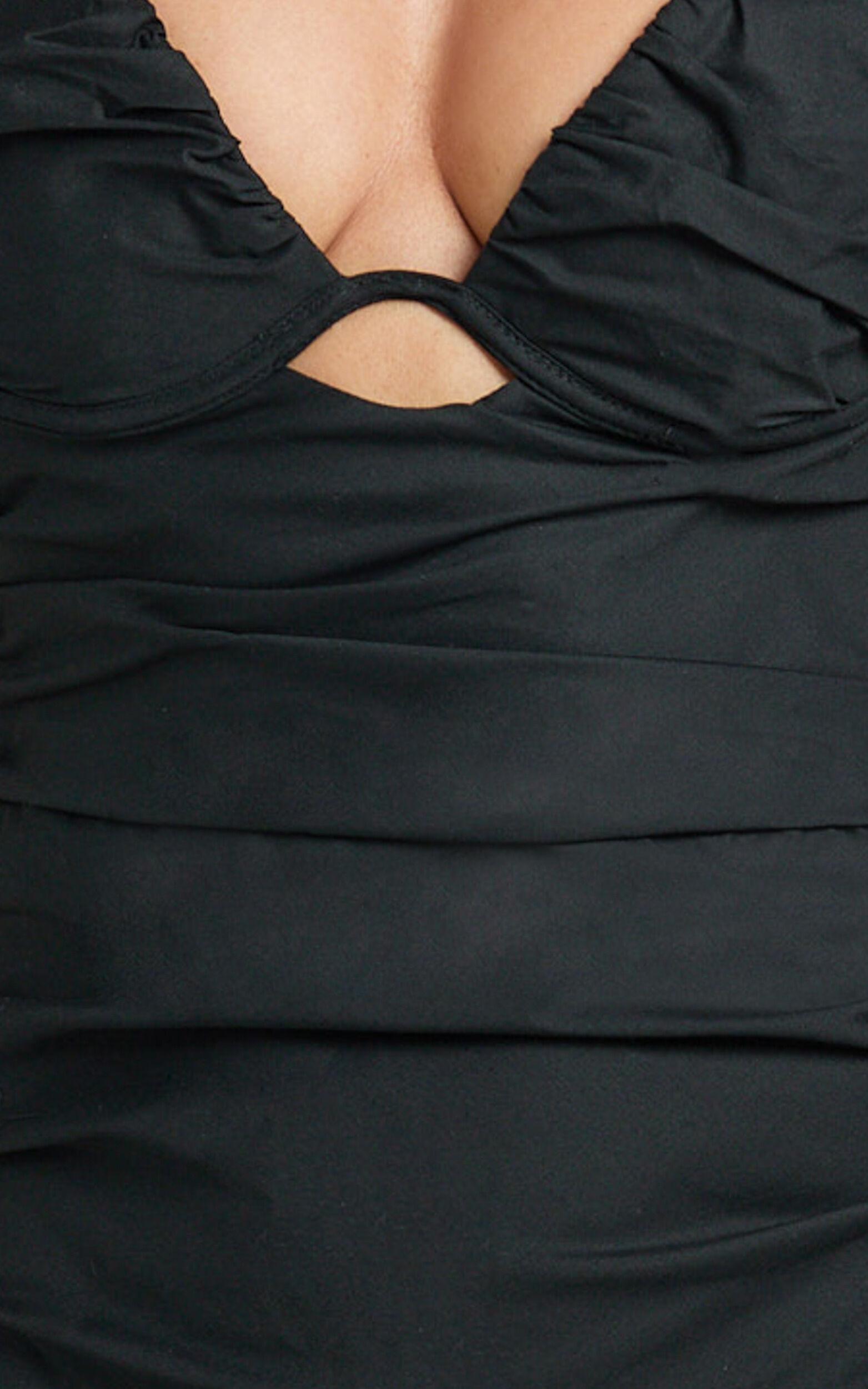 Nicoletta Midi Dress - Sweetheart Back Tie Gathered Dress in Black Product Image