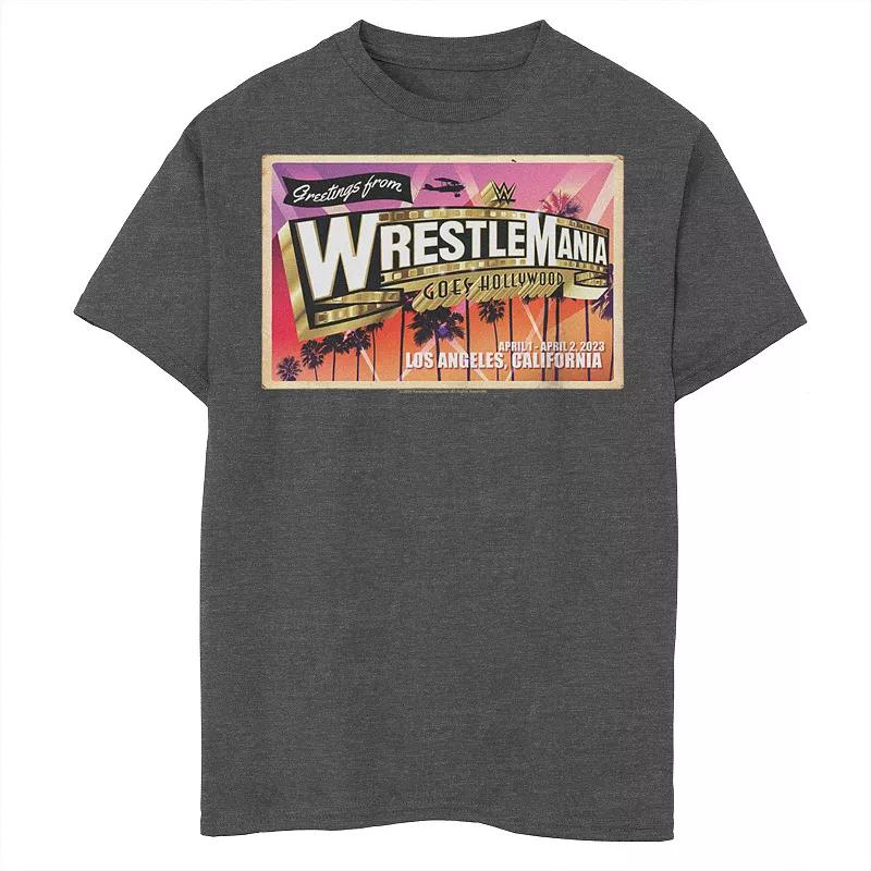 Boys WWE Greeting From Wrestlemania Goes Hollywood Postcard Graphic Tee, Boy's,  Product Image
