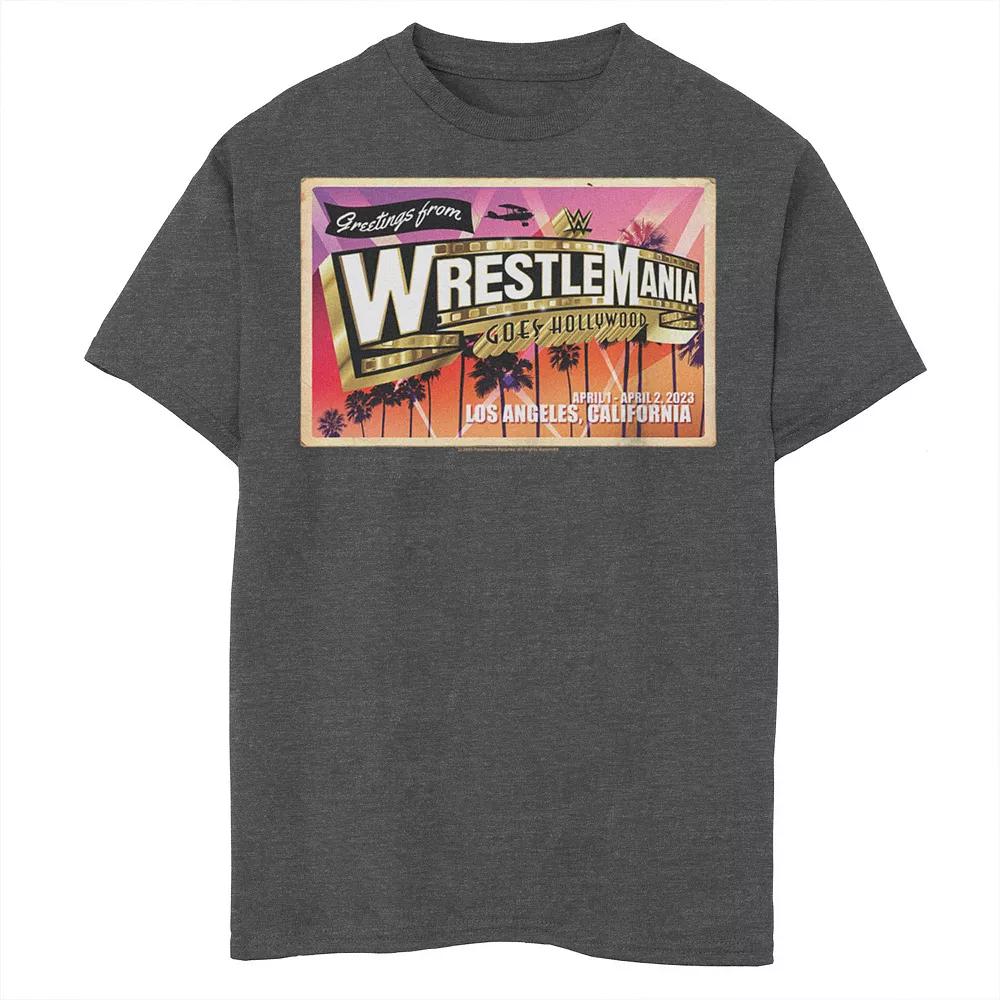 Boys WWE Greeting From Wrestlemania Goes Hollywood Postcard Graphic Tee, Boy's,  Product Image