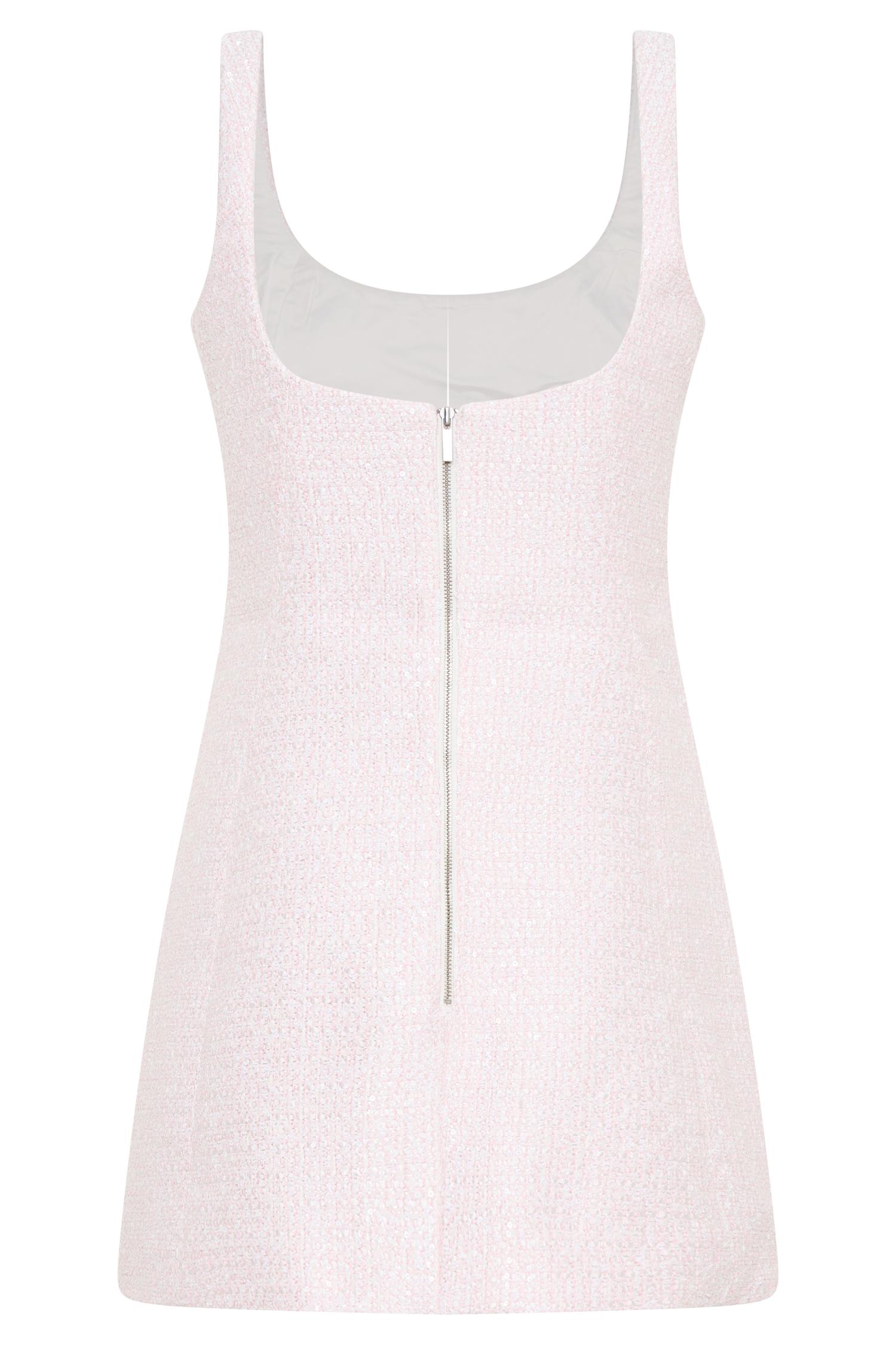 Beth Tweed Mini Dress - Fairy Floss Pink Product Image