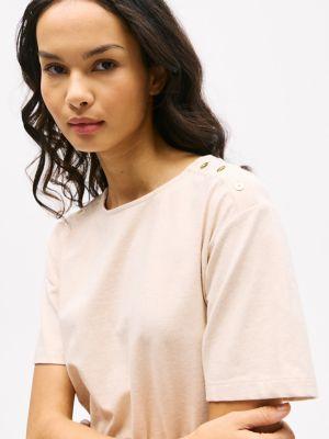 Belted Gold Button T-Shirt Dress Product Image