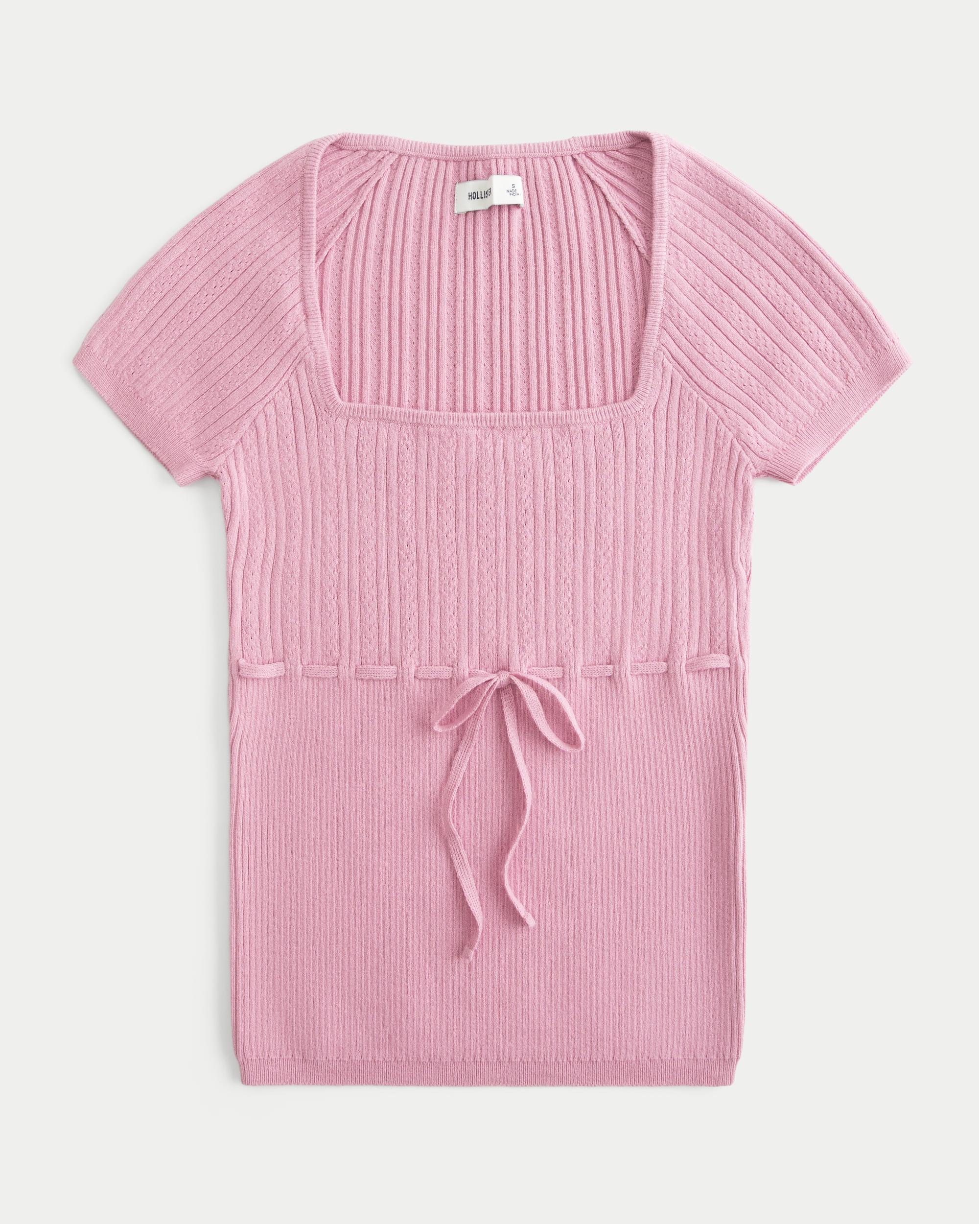 Short-Sleeve Square Neck Sweater Product Image