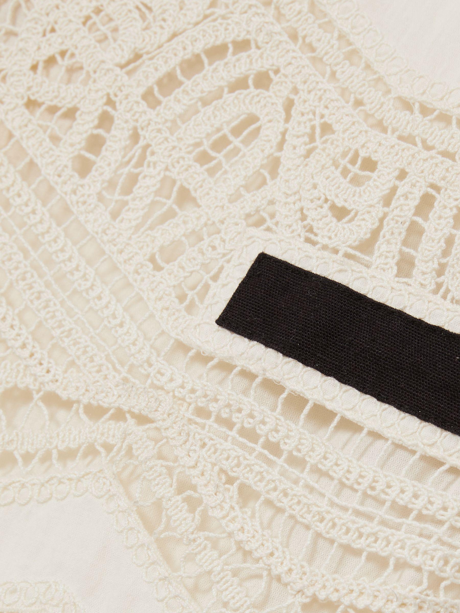 Cotton Crochet-Detail Mini Dress in Cream Product Image