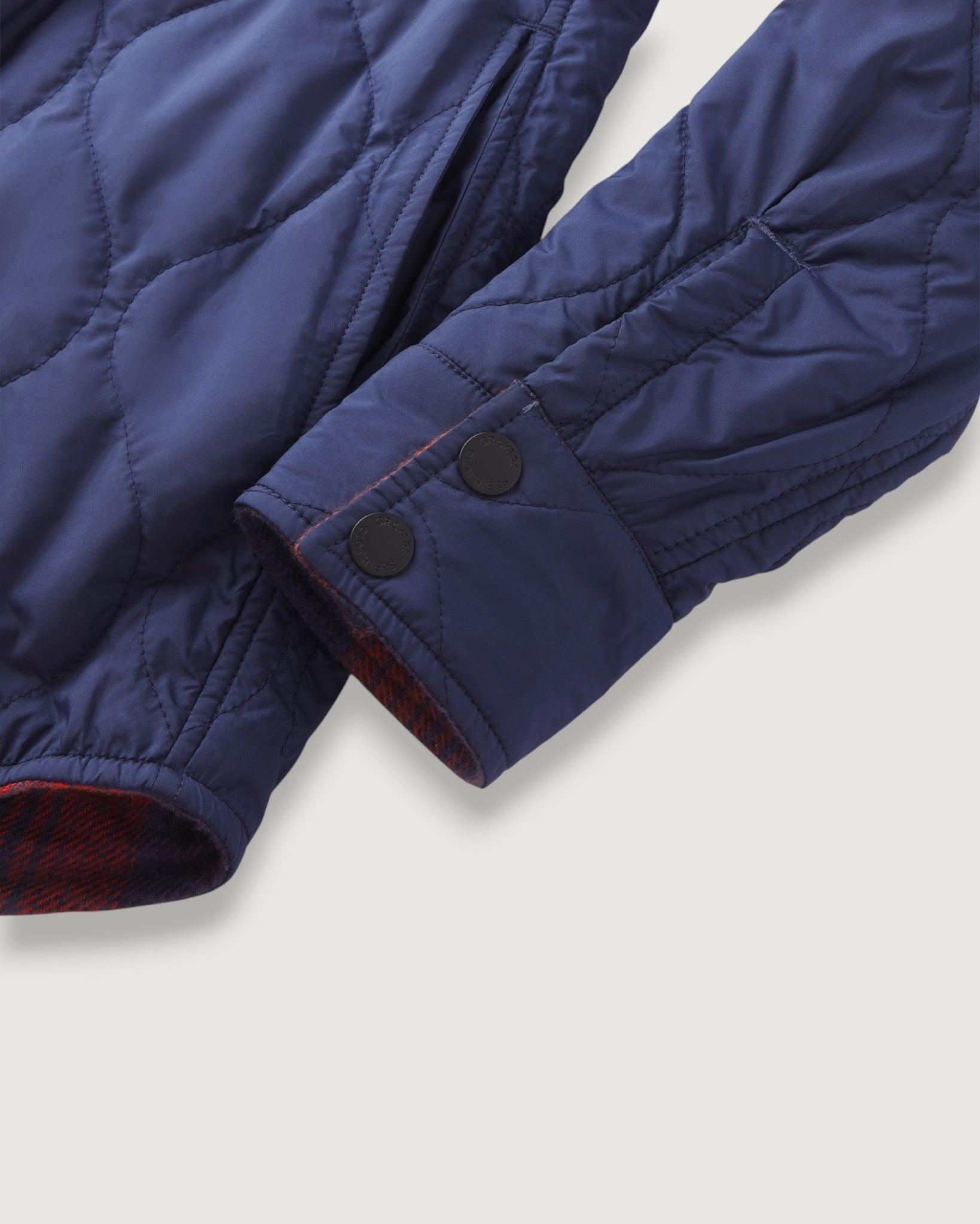 Quilted Flannel Reversible Shirt Jacket - Navy Product Image