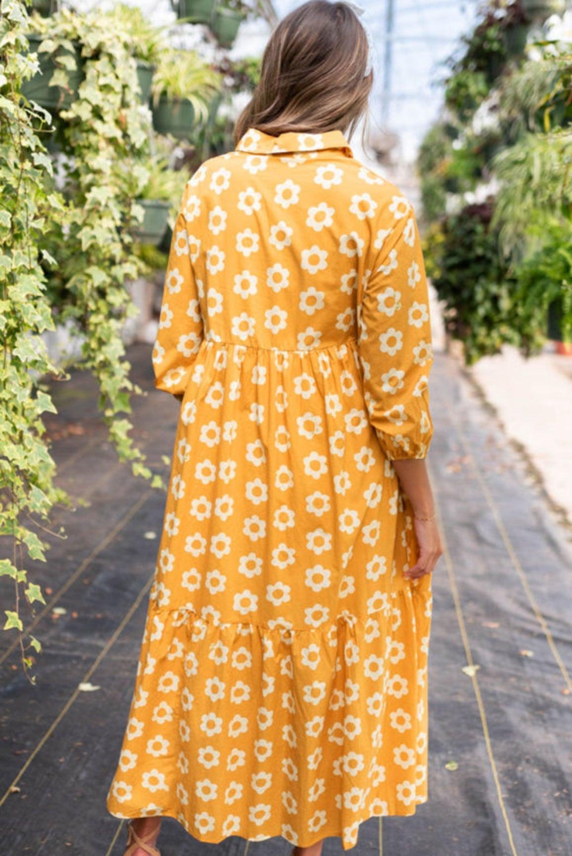 Floral Tiered Dress- Yellow Product Image