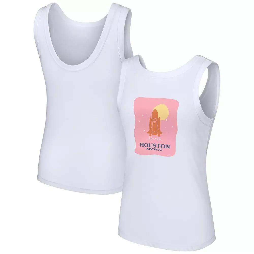 Women's Lusso Style  White Houston Astros Lindy Tank Top, Size: Large Product Image