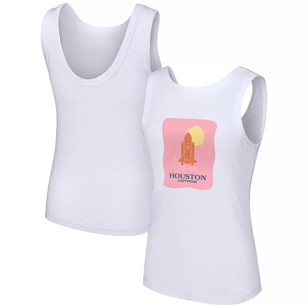 Women's Lusso Style  White Houston Astros Lindy Tank Top, Size: Large Product Image