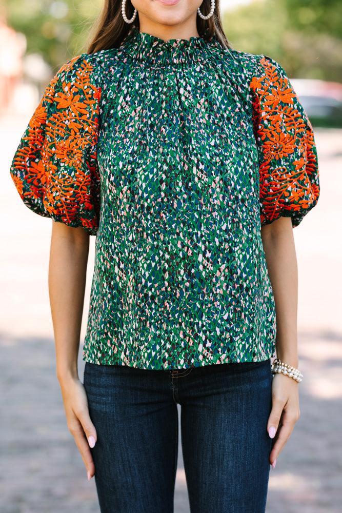 THML: Say It All Green Floral Blouse Female Product Image
