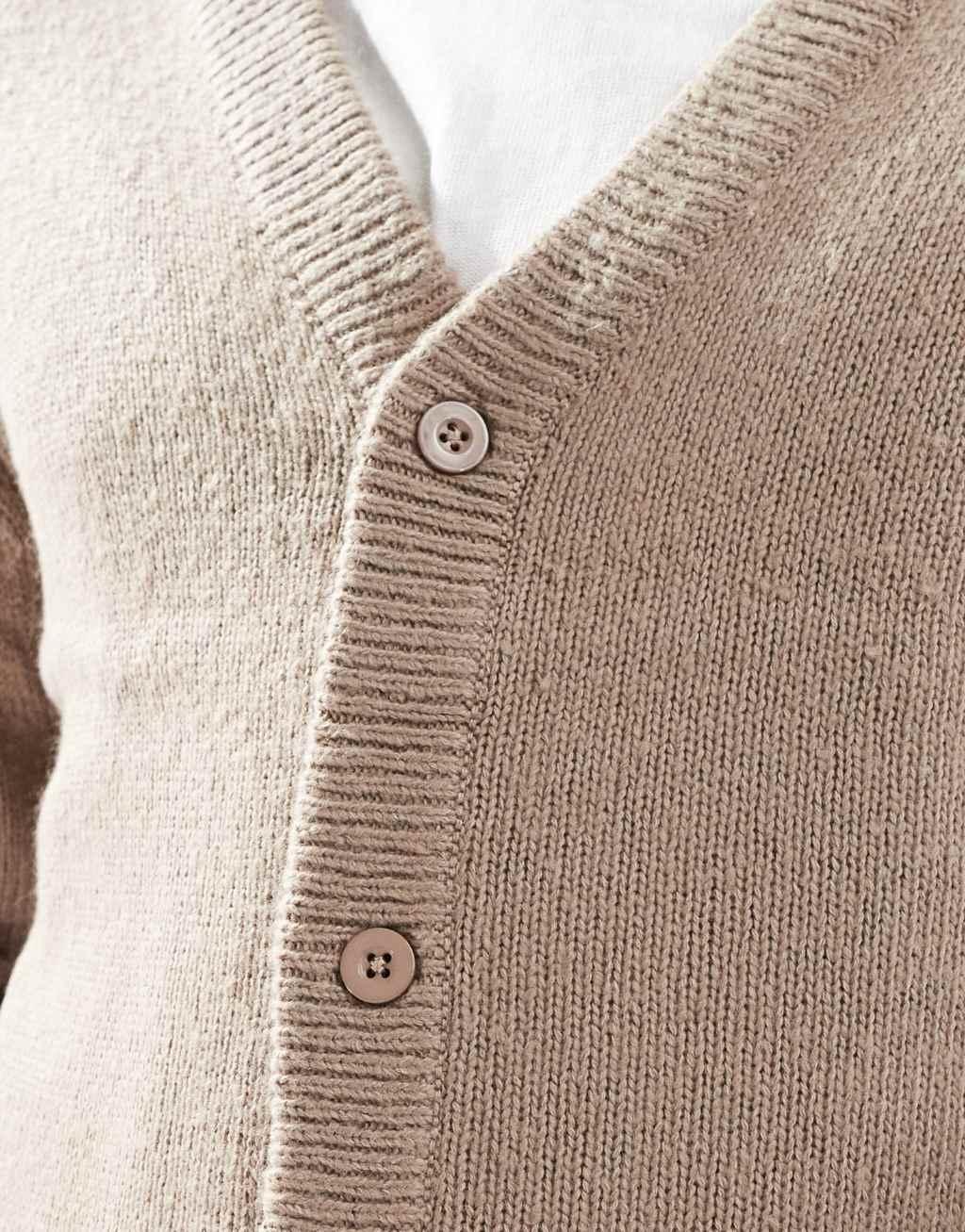 ONLY & SONS drop shoulder knit cardigan in taupe Product Image