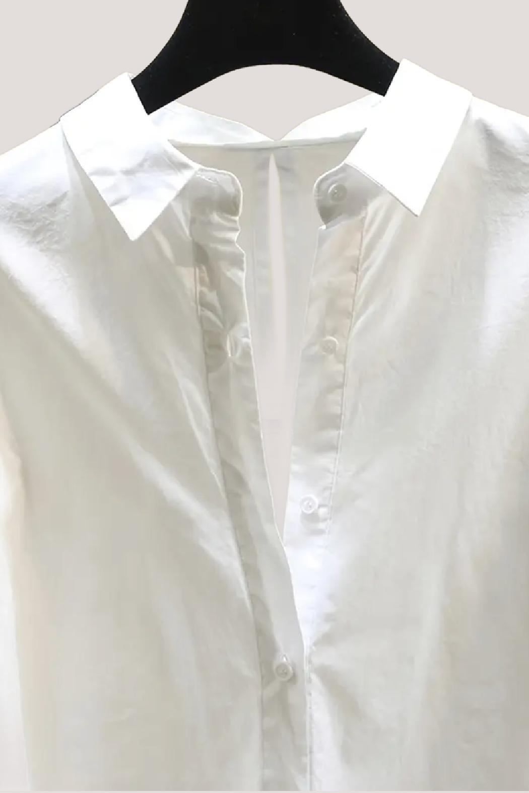 Cotton 3/4 Sleeve Button Down Product Image