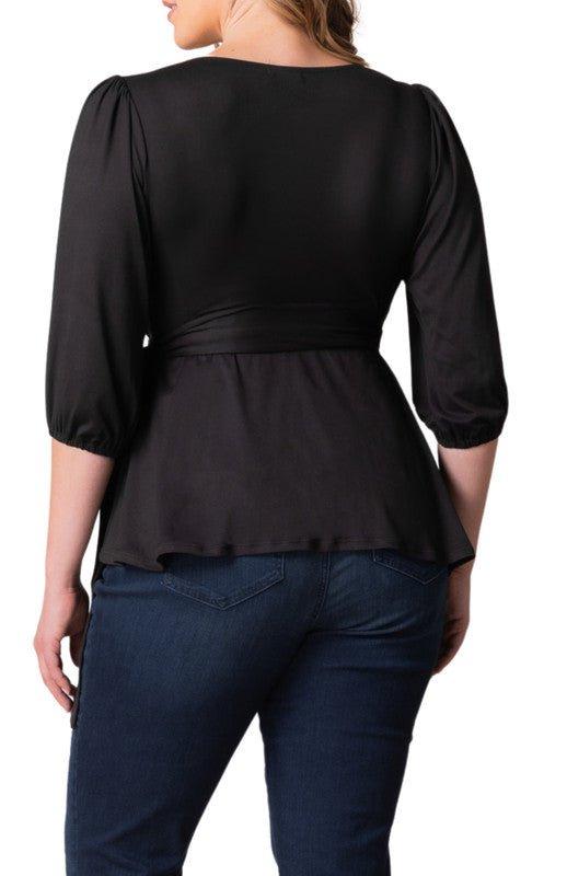 Nina 3/4 Sleeve Wrap Top - Plus Product Image