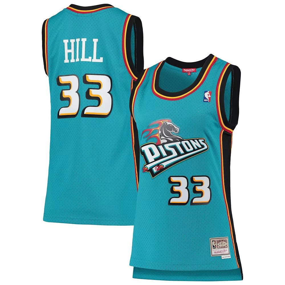 Womens Mitchell & Ness Grant Hill Teal Detroit Pistons 1998-99 Hardwood Classics Swingman Jersey Product Image