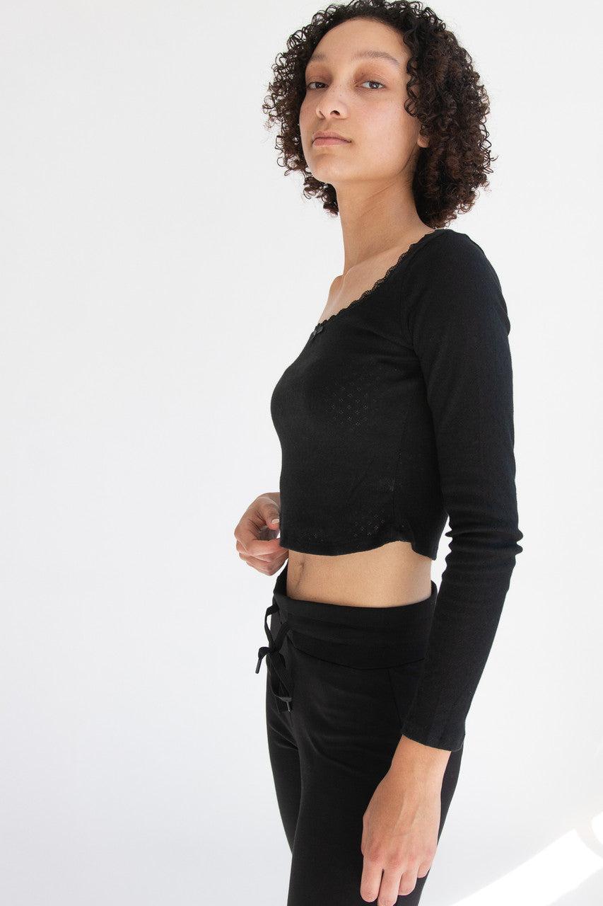Pointelle Long Sleeve With Bow Product Image
