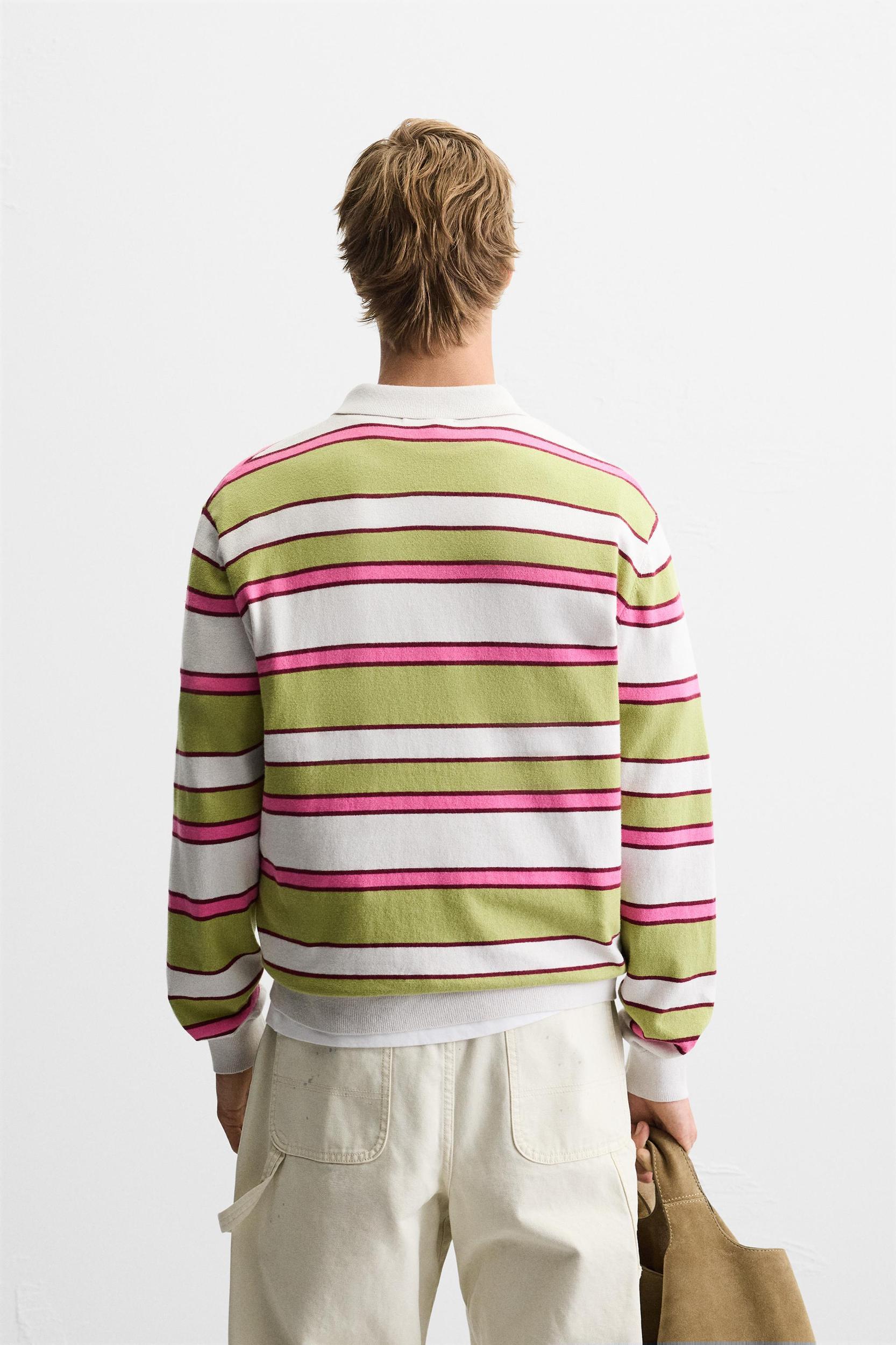 STRIPED KNIT POLO SHIRT Product Image