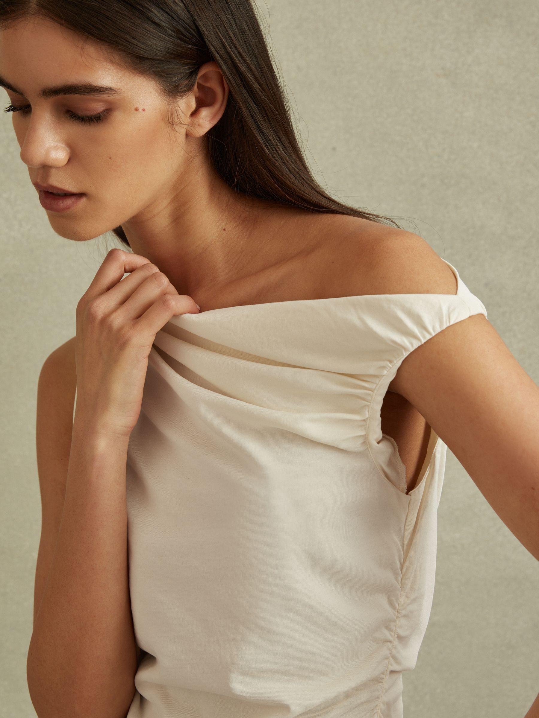 Ruched Off-The-Shoulder Top in Ivory Product Image