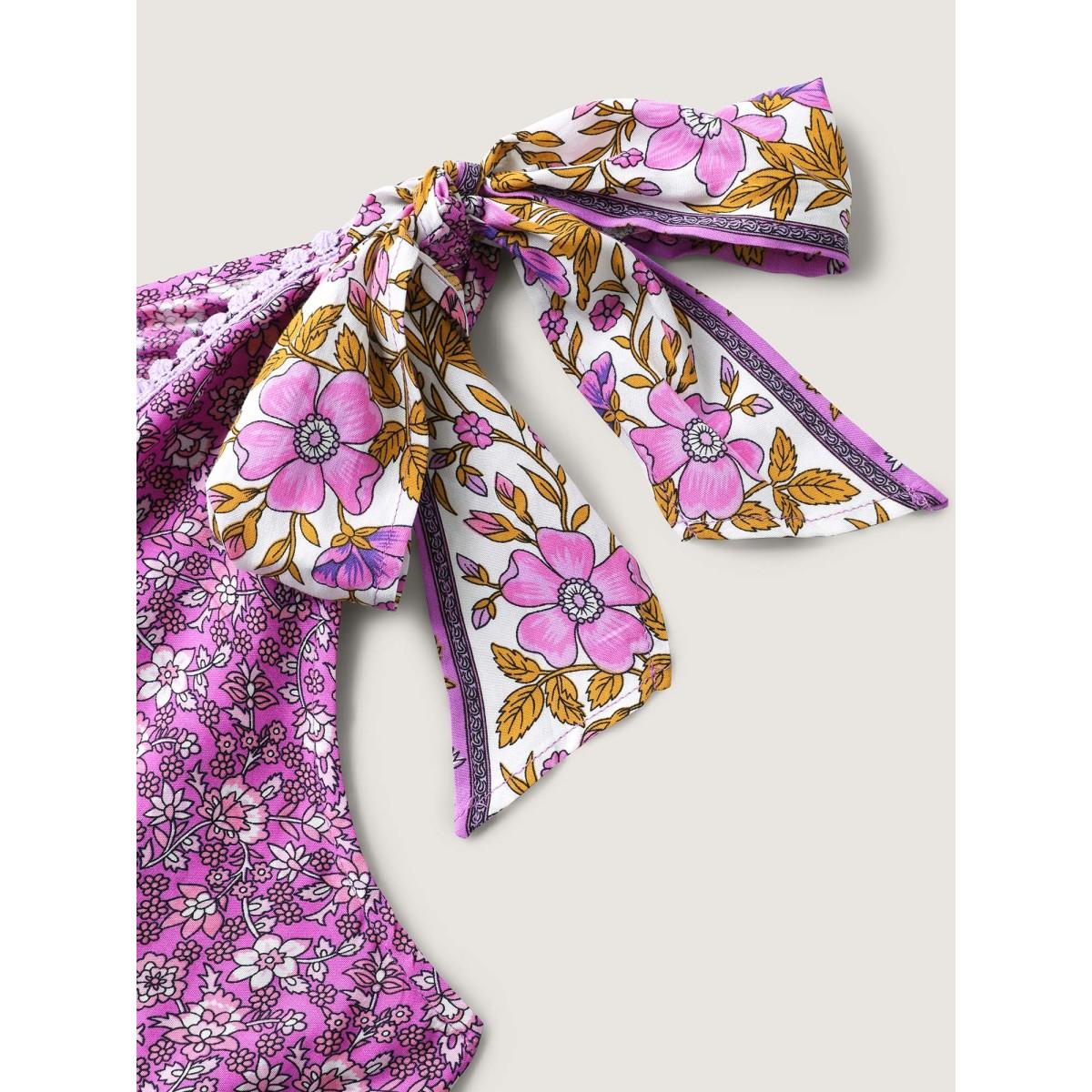 Plus Size Ribbon Shoulder Tie Tiered Maxi Dress DarkViolet Women Boho V-neck Sleeveless Curvy BloomChic 18-20/2X Product Image