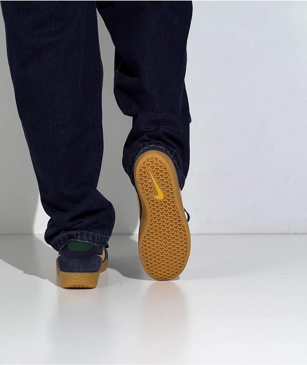 Nike SB Force 58 Midnight Navy, Fir, University Gold, & Gum Skate Shoes Product Image