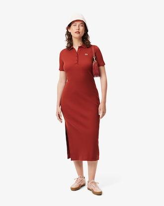 Long Ribbed Cotton Polo Dress Product Image