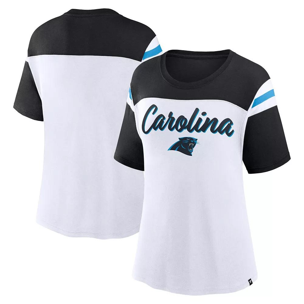 Women's Fanatics White/Black Carolina Panthers Cheer Chant Fashion T-Shirt, Size: Small Product Image