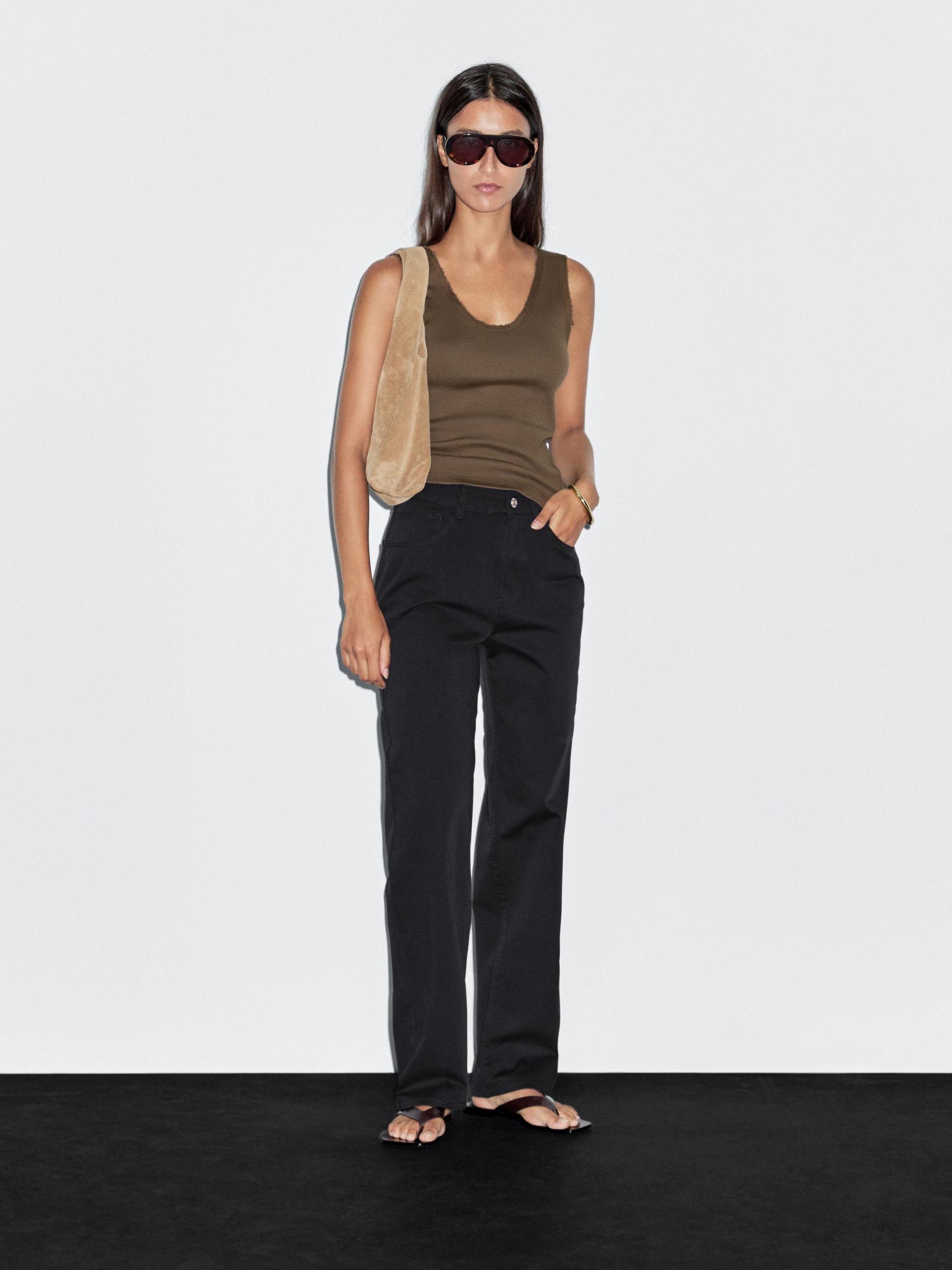 Mid-waist straight-leg trousers Product Image