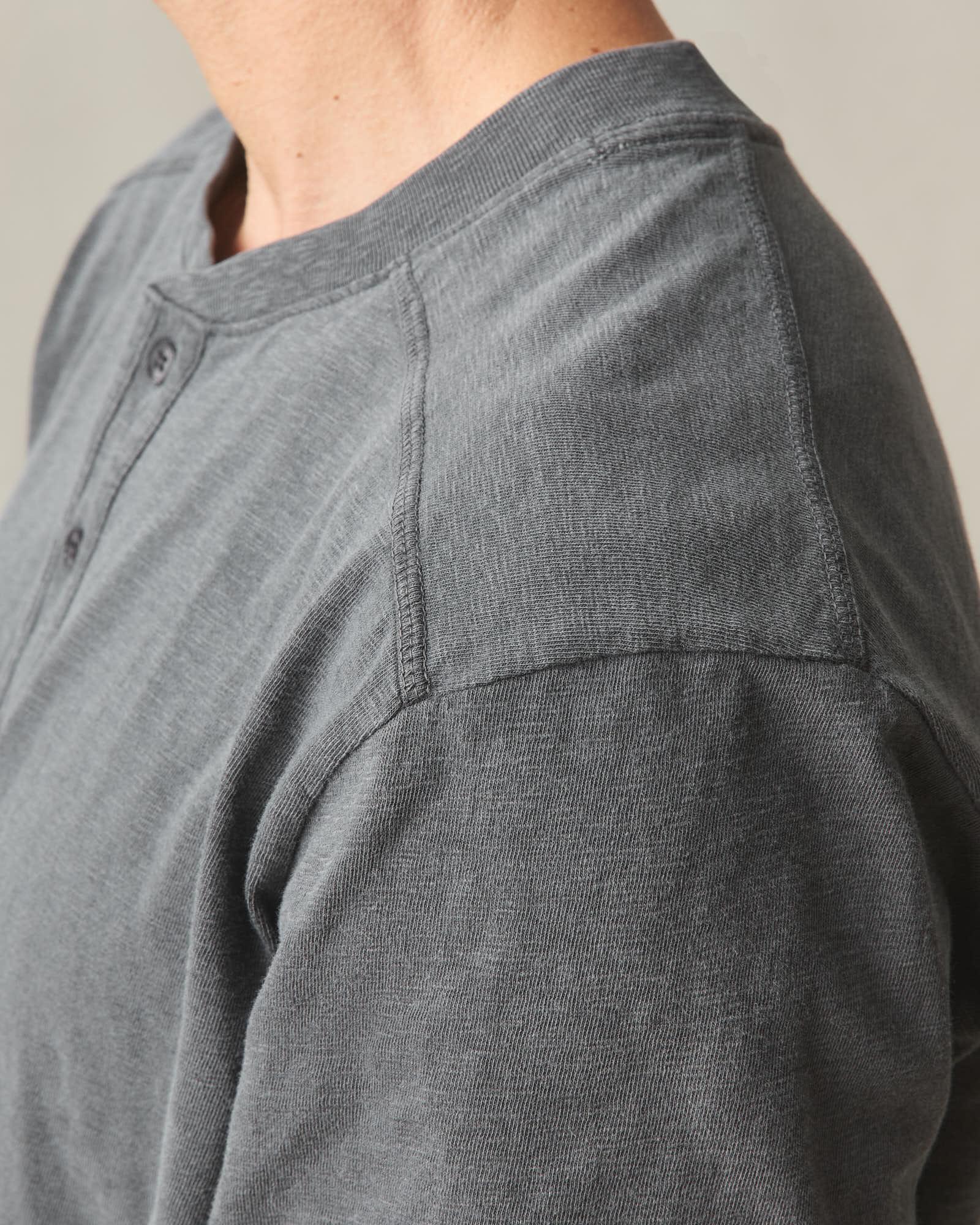 Men's Long Sleeve Broken-In Premium Slub Henley - Washed Black Product Image