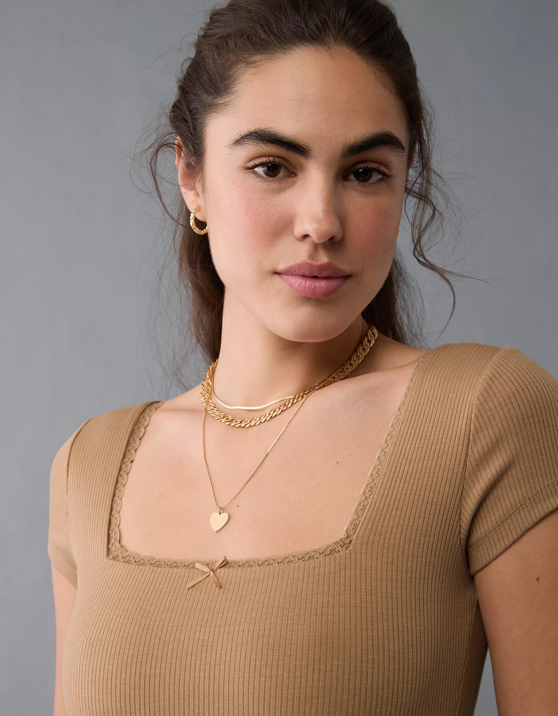 AE Short Sleeve Square Neck Bow Bodysuit Product Image