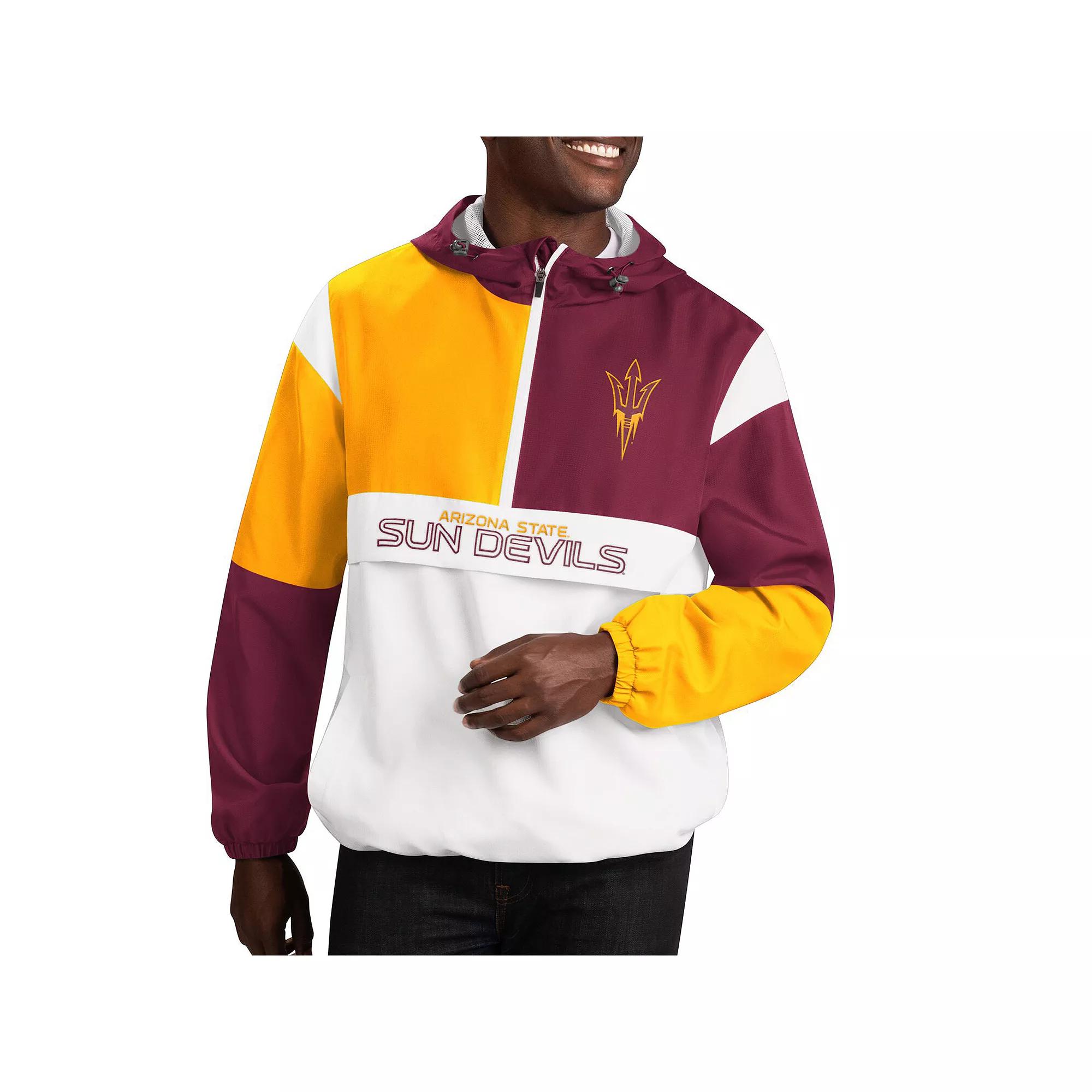 Men's G-III Sports by Carl Banks White/Maroon Arizona State Sun Devils College Fair Catch Half-Zip Hoodie, Size: XL Product Image