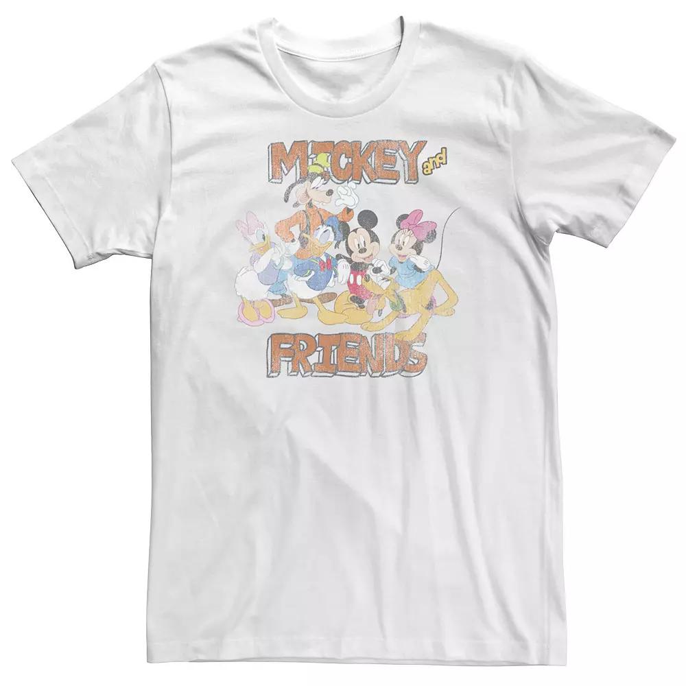 Big & Tall Disney Mickey And Friends Group Shot Cartoon Portrait Tee, Men's,  Product Image