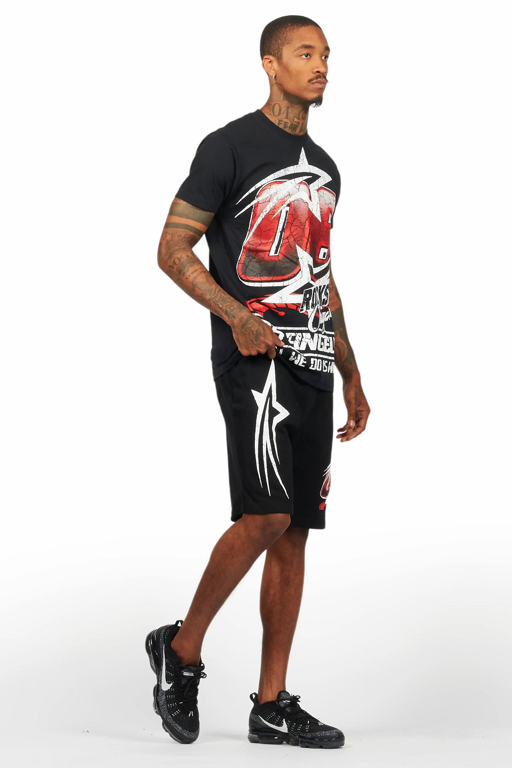 Kastell Black T-Shirt Short Set Male Product Image