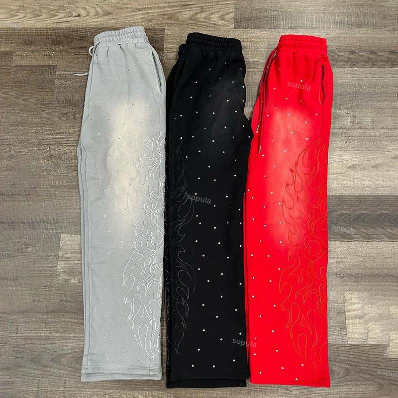 Vintage Polka Dots Fire Painted Flared Sweatpants Product Image