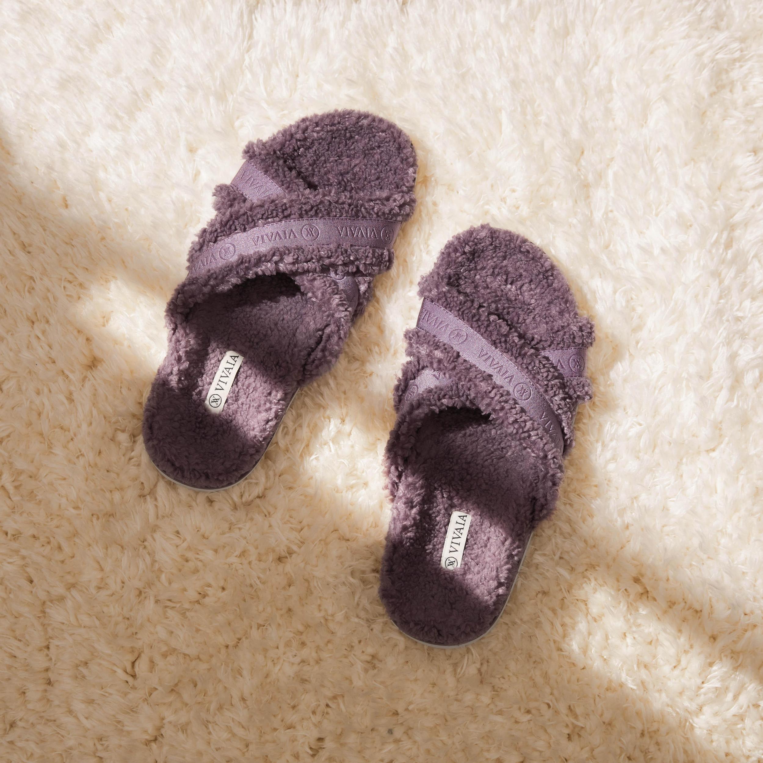 Furry Criss-Cross Strap Slippers (Hannah) Product Image