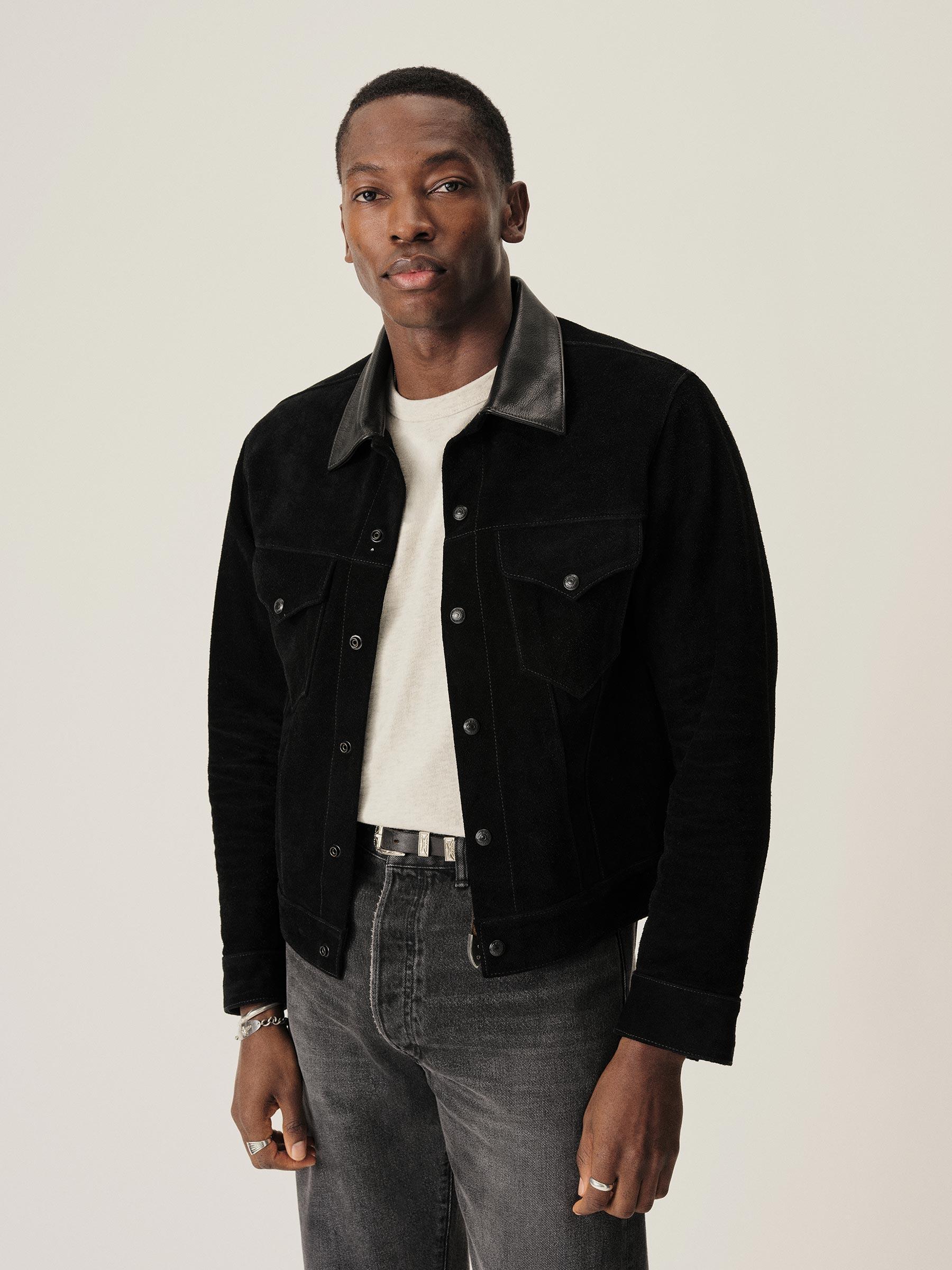 Black Rambler Suede Trucker Jacket Product Image