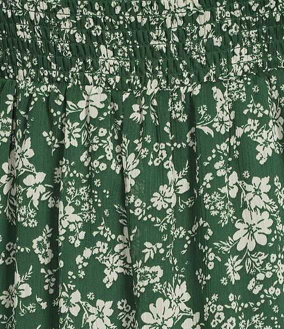 Allison & Kelly Floral Print V-Neck Long Sleeve Smocked Tiered Babydoll Dress Product Image