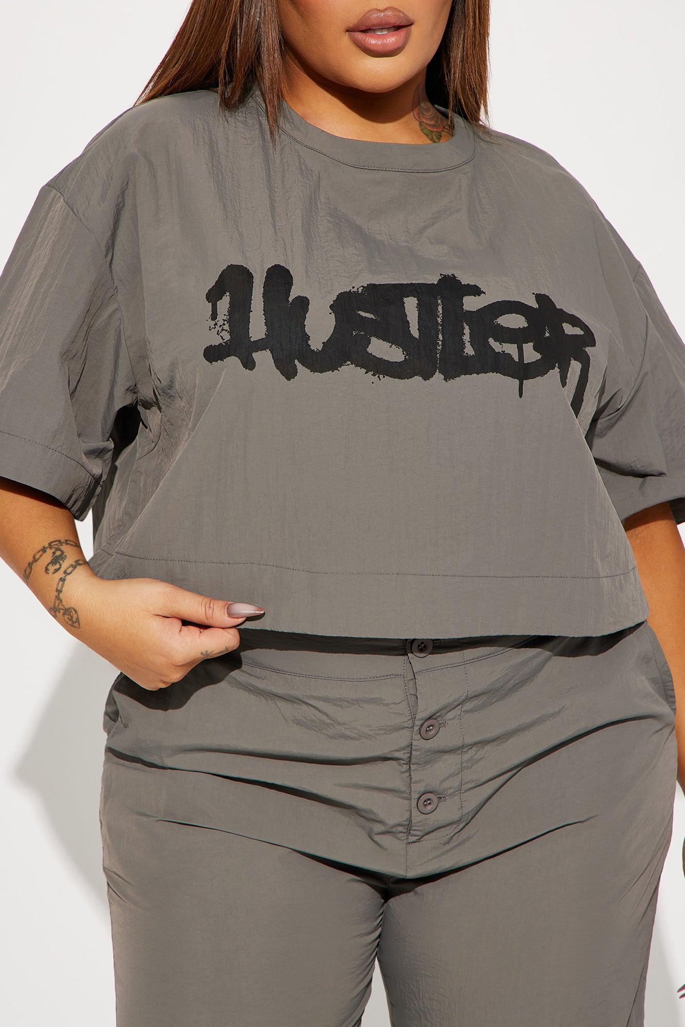 Time To Hustle Windbreaker Pant Set - Grey Product Image