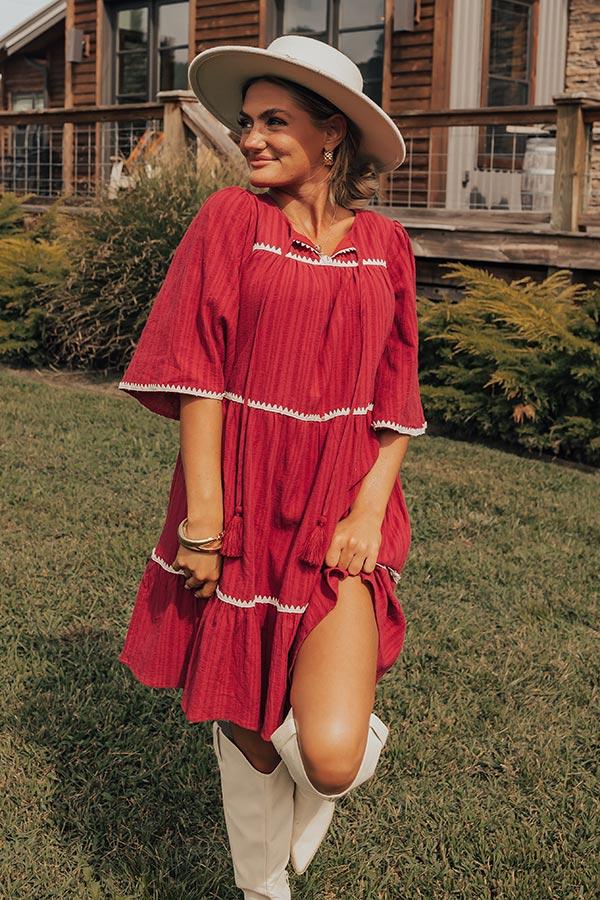 Simply Lovely Tiered Mini Dress in Wine Product Image