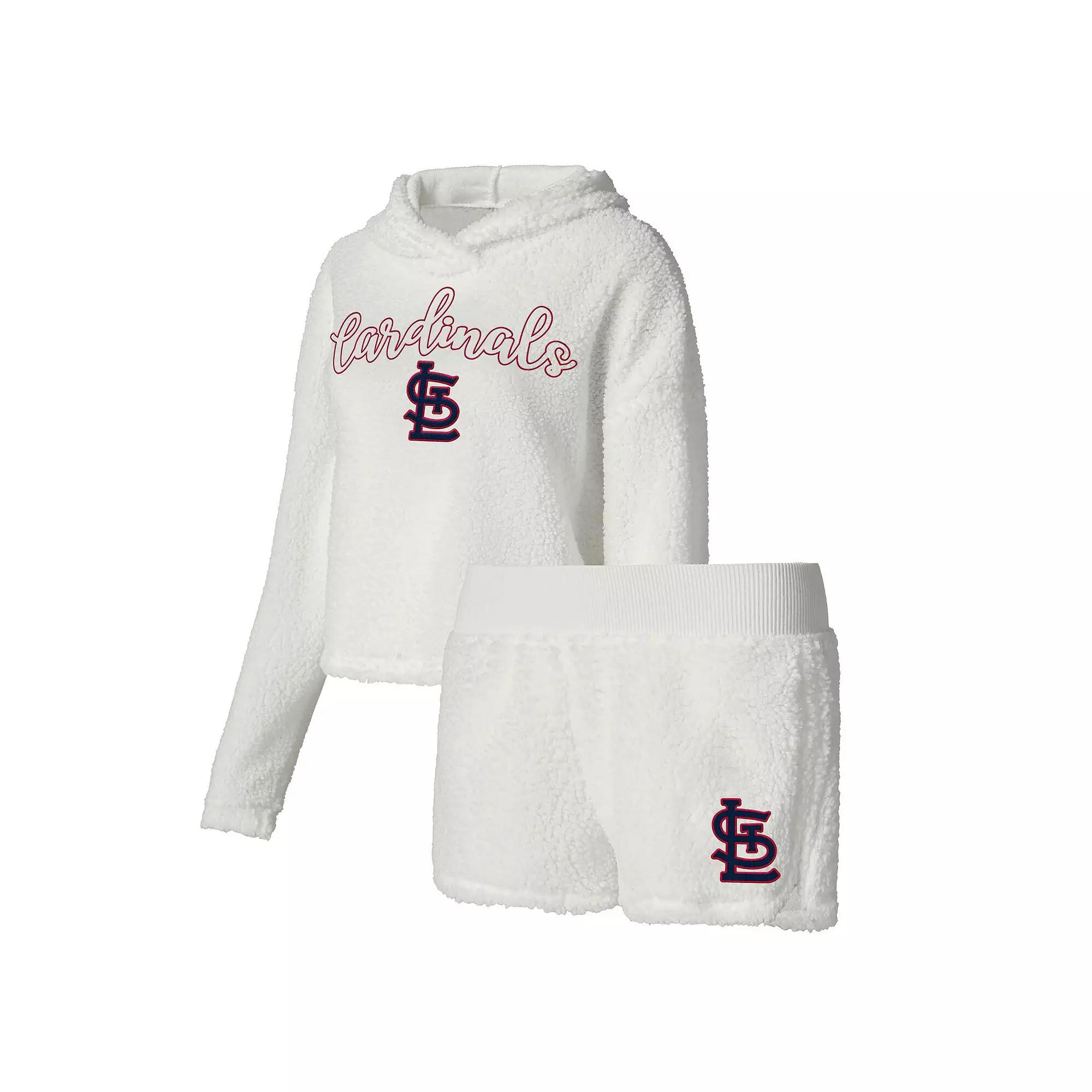 Women's Concepts Sport Cream St. Louis Cardinals Fluffy Hoodie Top & Shorts Sleep Set,  Product Image