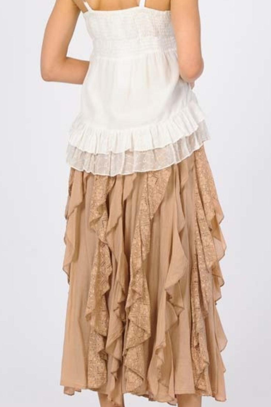 Ruffled Long Skirt - Sand Product Image
