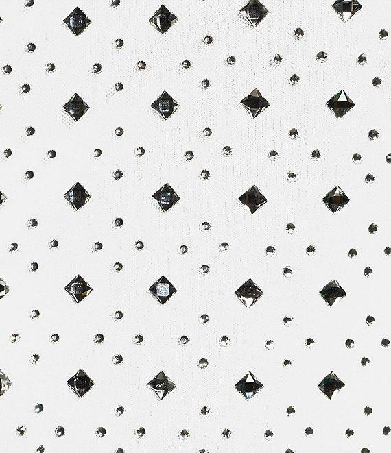 B. Darlin Power Mesh Allover Rhinestone Long Sleeves Square Neck Dress Product Image