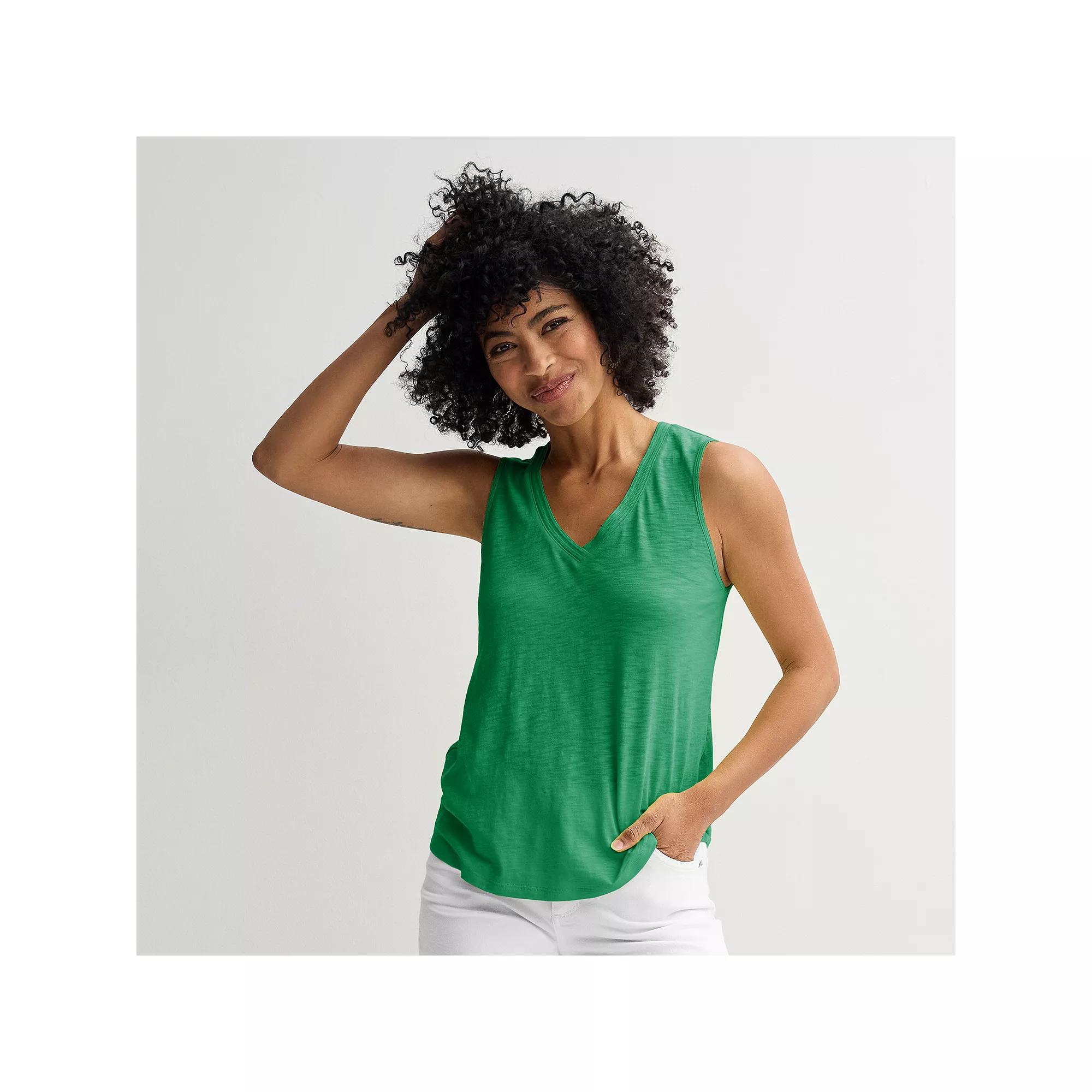 Women's Sonoma Goods For Life® Elevated V-Neck Tank Top, Size: Large, Green Flare Product Image
