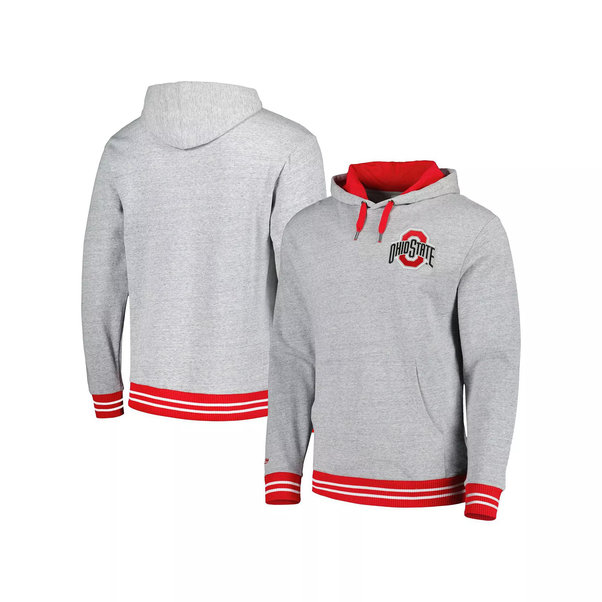 Men's Mitchell & Ness Heather Gray Ohio State Buckeyes Pullover Hoodie,  Product Image