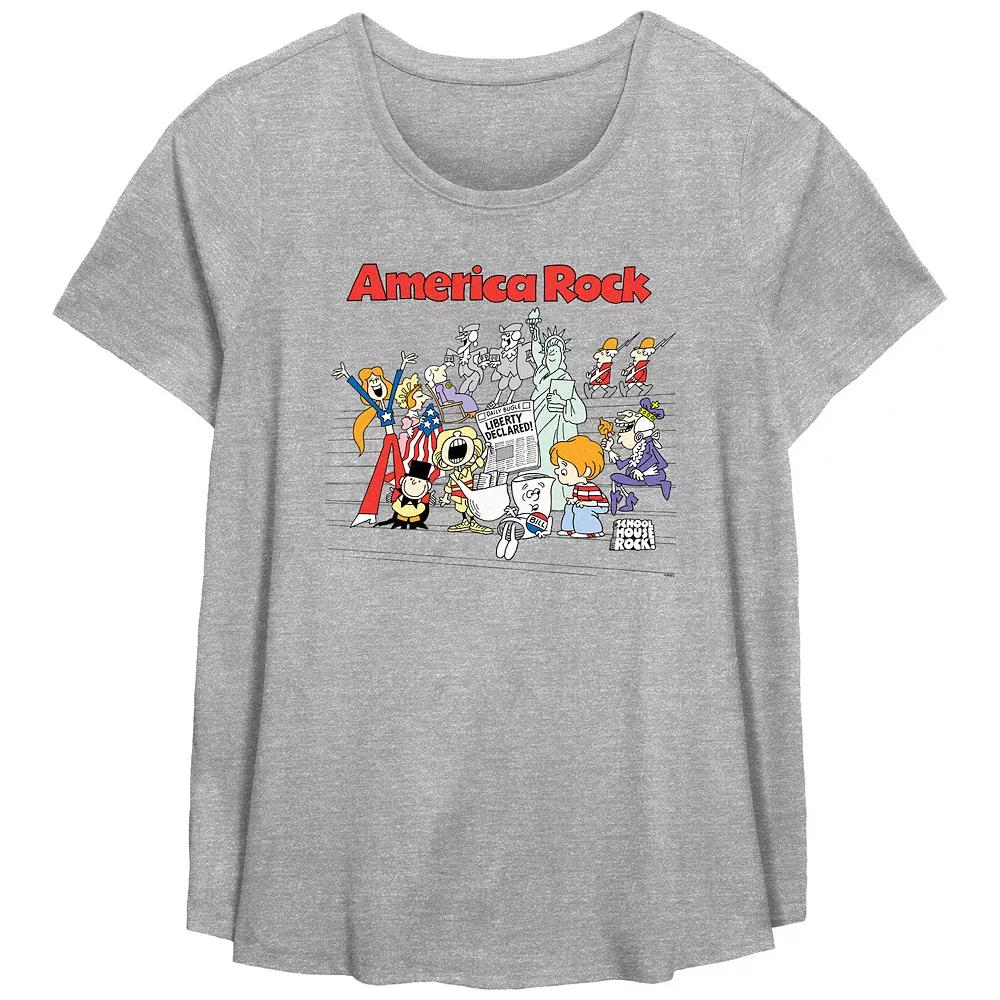 Disney's Schoolhouse Rock! America Rock Plus Size Flowy Graphic Tee, Women's, Size: 4XL, Grey Gray Product Image