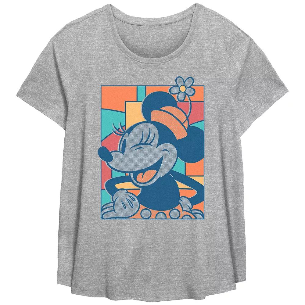 Disney's Minnie Mouse Winking Plus Size Flowy Graphic Tee, Women's, Size: 3XL, Grey Gray Product Image