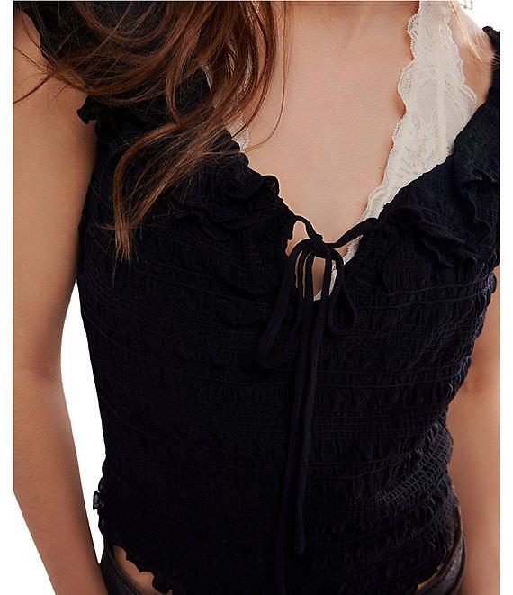 Free People Love You More Textured V Neck Short Flutter Sleeve Knit Top Product Image