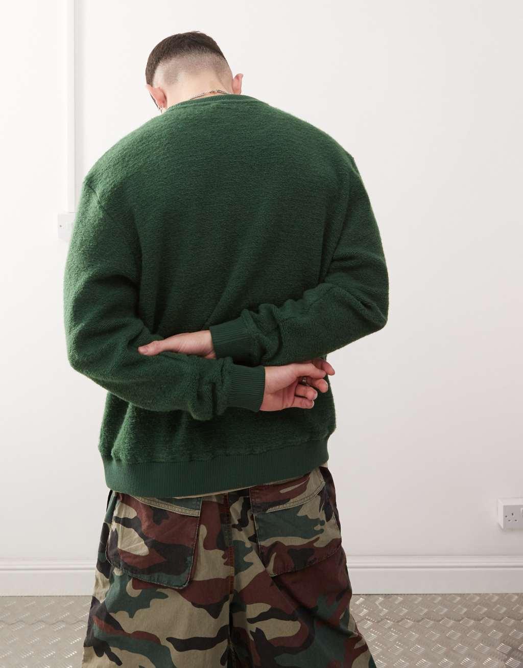 Deus Ex Machina reo textured fleece sweater in green Product Image