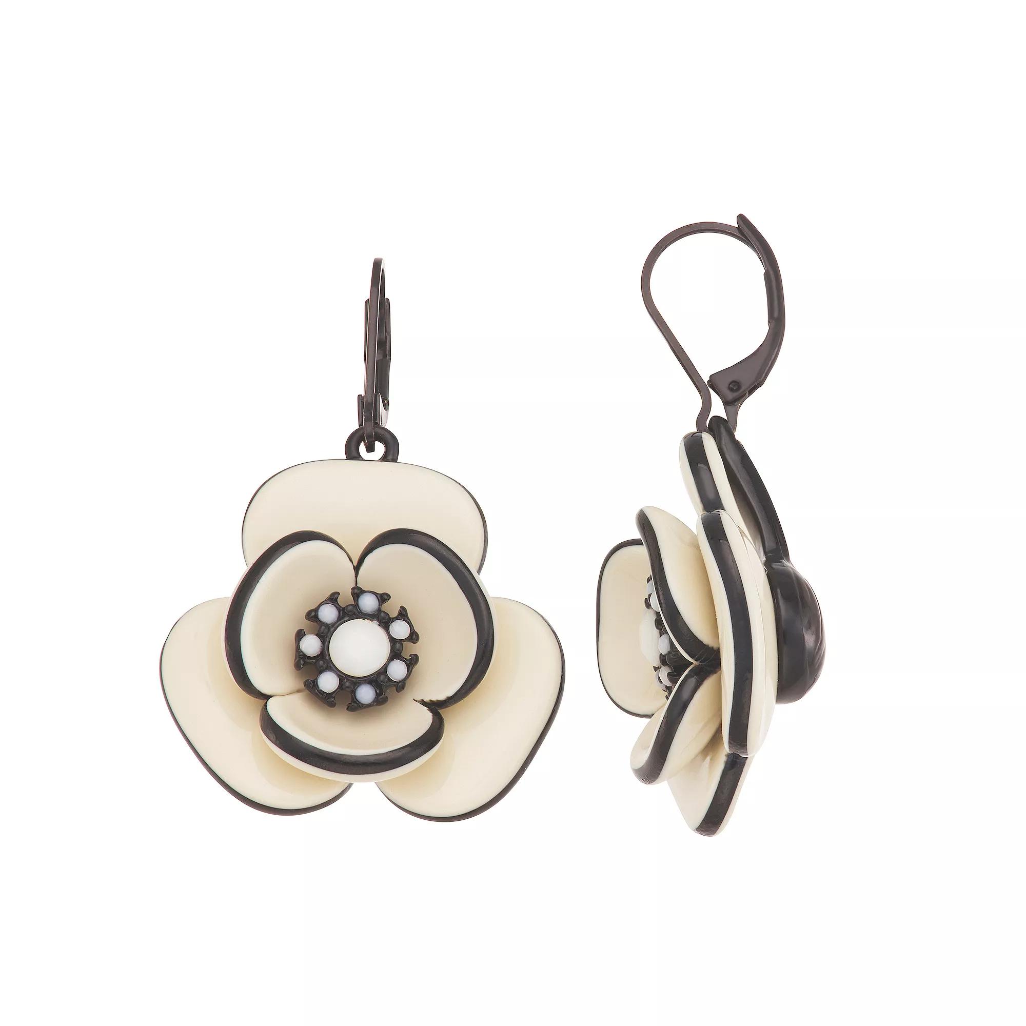 Simply Vera Vera Wang Leverback Flower Drop Earrings, Women's, White Product Image