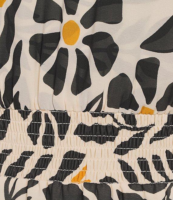 1. STATE Woven Split Round Neck Sleeveless Smocked Waist Tiered Maxi Dress Product Image