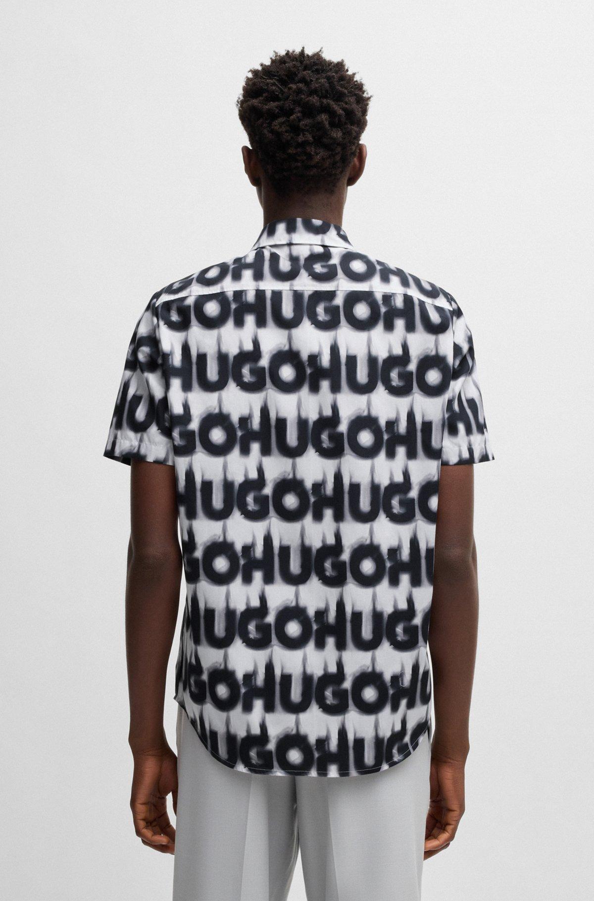 Relaxed-fit shirt in cotton with smoke-logo print Product Image