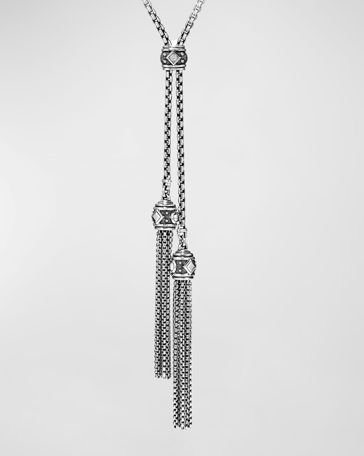 Womens Renaissance Tassel Necklace in Sterling Silver with Diamonds Product Image